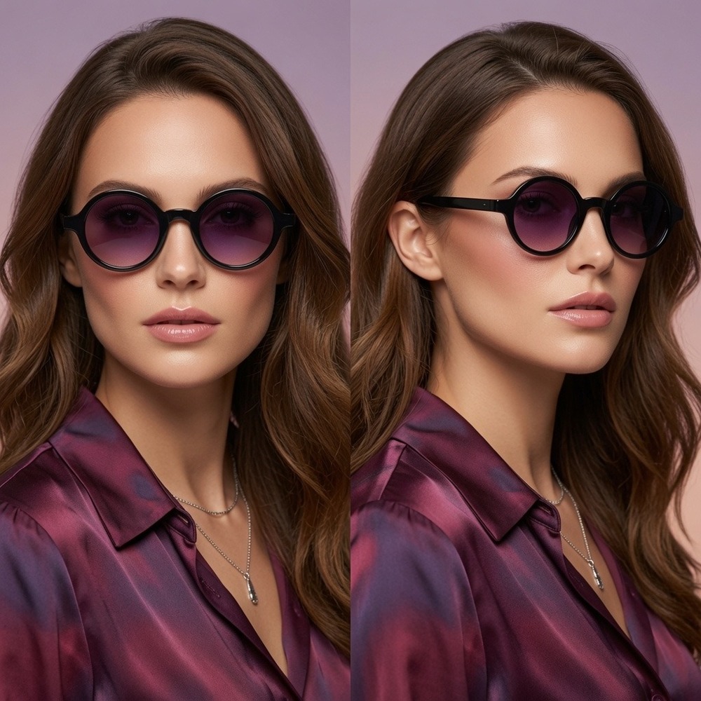 Sunglasses Elegant Circular Eyewear Featuring Violet Tinted Sun Protection Women